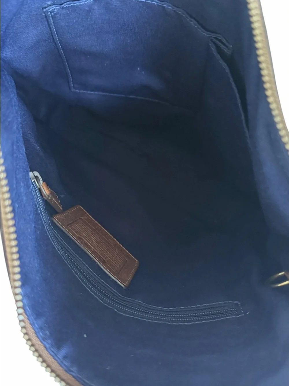 Coach Y2K Denim Patchwork Shoulder Crossbody Bag Whiskey Leather Brass  Hangtag